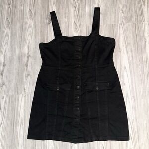 H & M Divided Dress Women's Large Button Front Pinafore Jumper Body on Stretch!